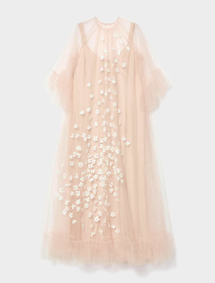 Floral-detail tulle dress - PINK - Marina Rinaldi