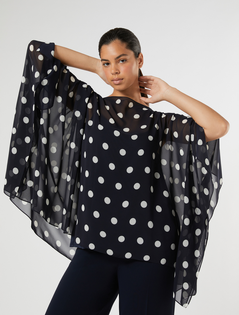 Polka dot georgette tunic - ULTRAMARINE - Marina Rinaldi - 5