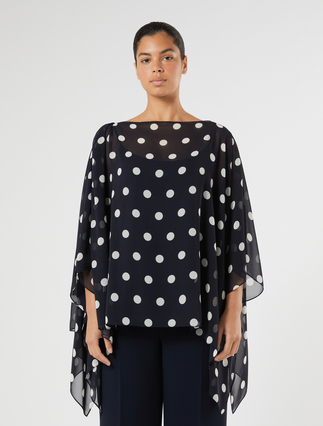 Polka dot georgette tunic - ULTRAMARINE