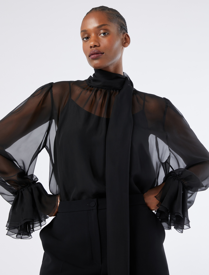Silk chiffon blouse - BLACK - Marina Rinaldi - 5