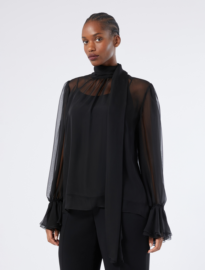 Silk chiffon blouse - BLACK - Marina Rinaldi - 3