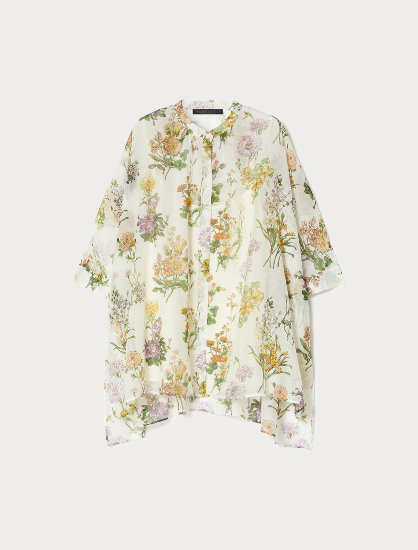 Casacca in voile di cotone e seta - BIANCO - Marina Rinaldi