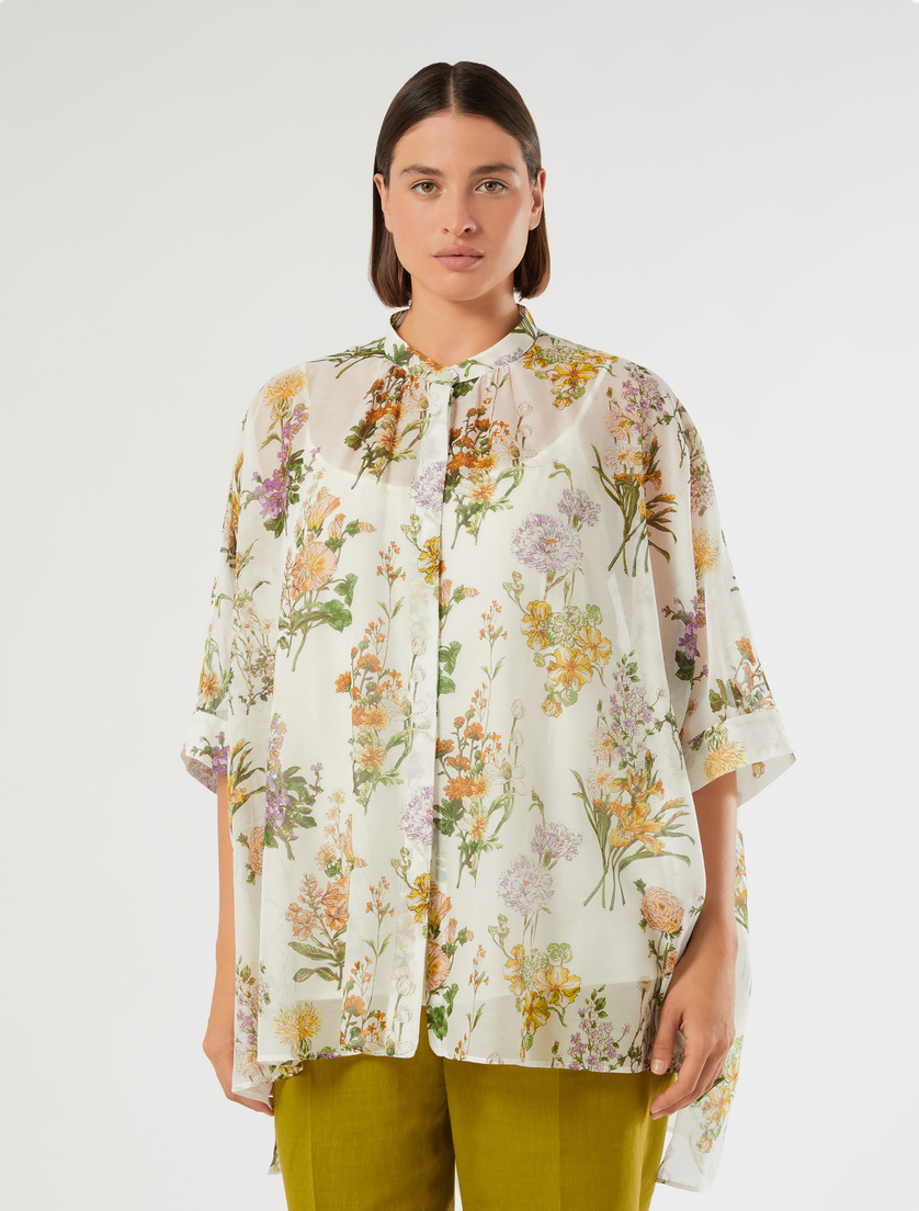 Casacca in voile di cotone e seta - BIANCO - Marina Rinaldi - 3