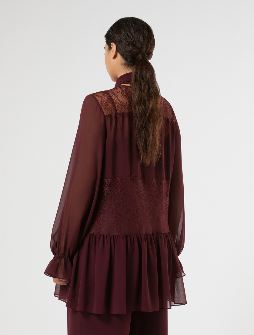 Georgette and lace tunic - RED PURPLE - Marina Rinaldi - 4