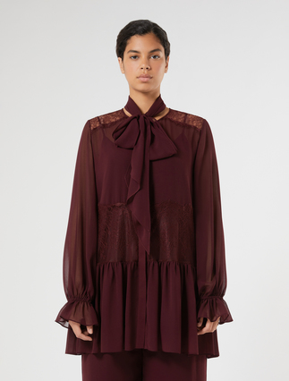 Georgette and lace tunic - RED PURPLE