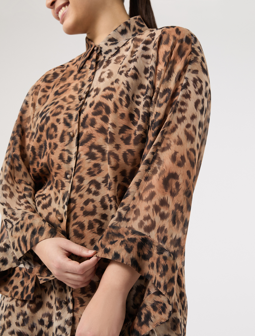 Silk georgette tunic - BROWN - Marina Rinaldi - 5