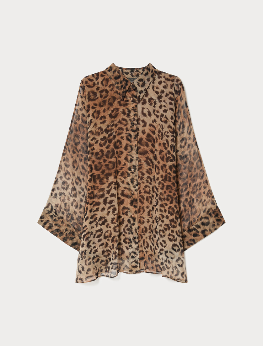 Silk georgette tunic - BROWN - Marina Rinaldi