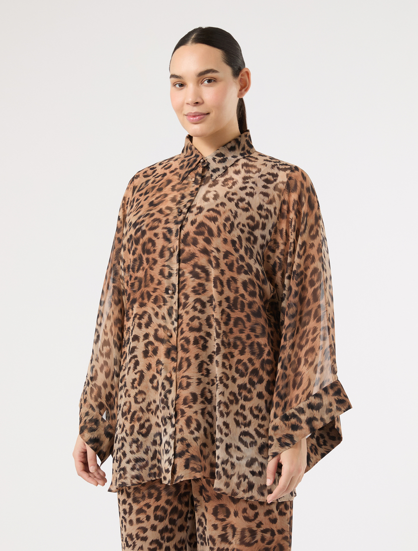 Silk georgette tunic - BROWN - Marina Rinaldi - 3