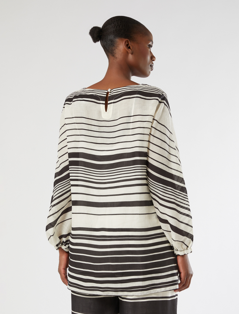 Ramie canvas tunic - WHITE BLACK - Marina Rinaldi - 4