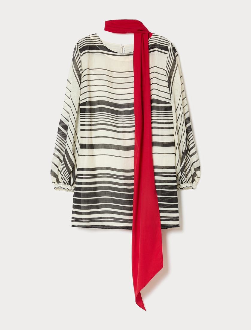 Ramie canvas tunic - WHITE BLACK - Marina Rinaldi