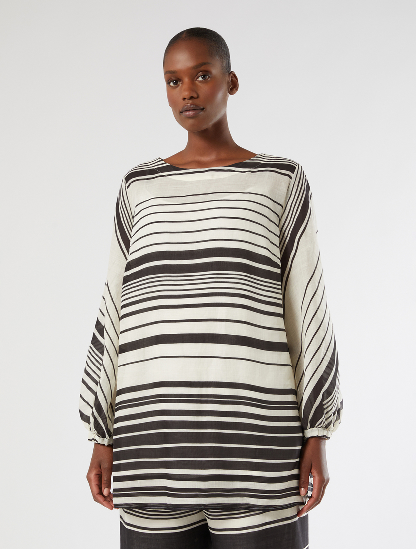 Ramie canvas tunic - WHITE BLACK - Marina Rinaldi - 3
