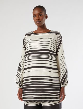 Ramie canvas tunic - WHITE BLACK
