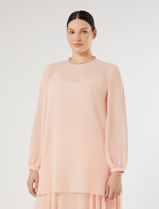 Embroidered georgette blouse - PINK