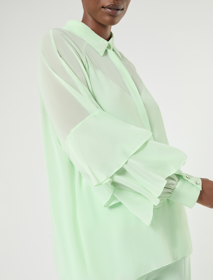 Crepe georgette shirt - PASTEL GREEN - Marina Rinaldi - 5