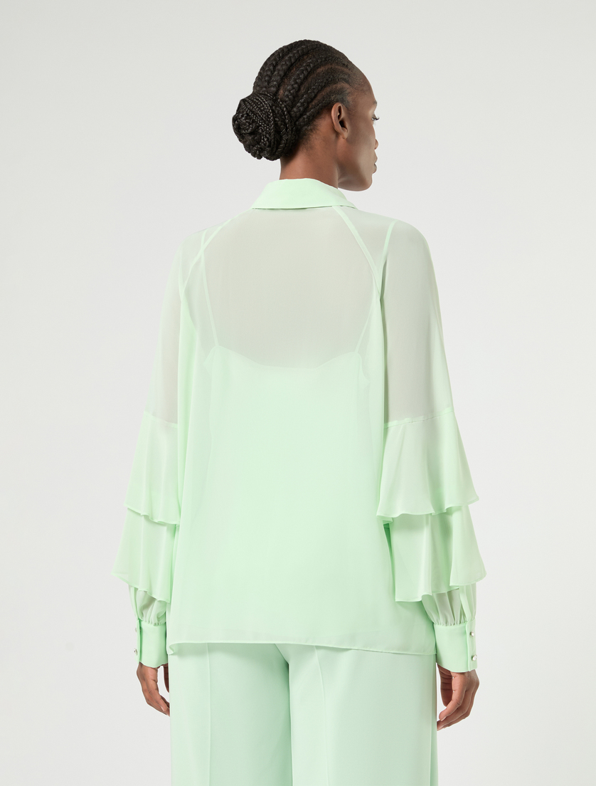 Crepe georgette shirt - PASTEL GREEN - Marina Rinaldi - 4