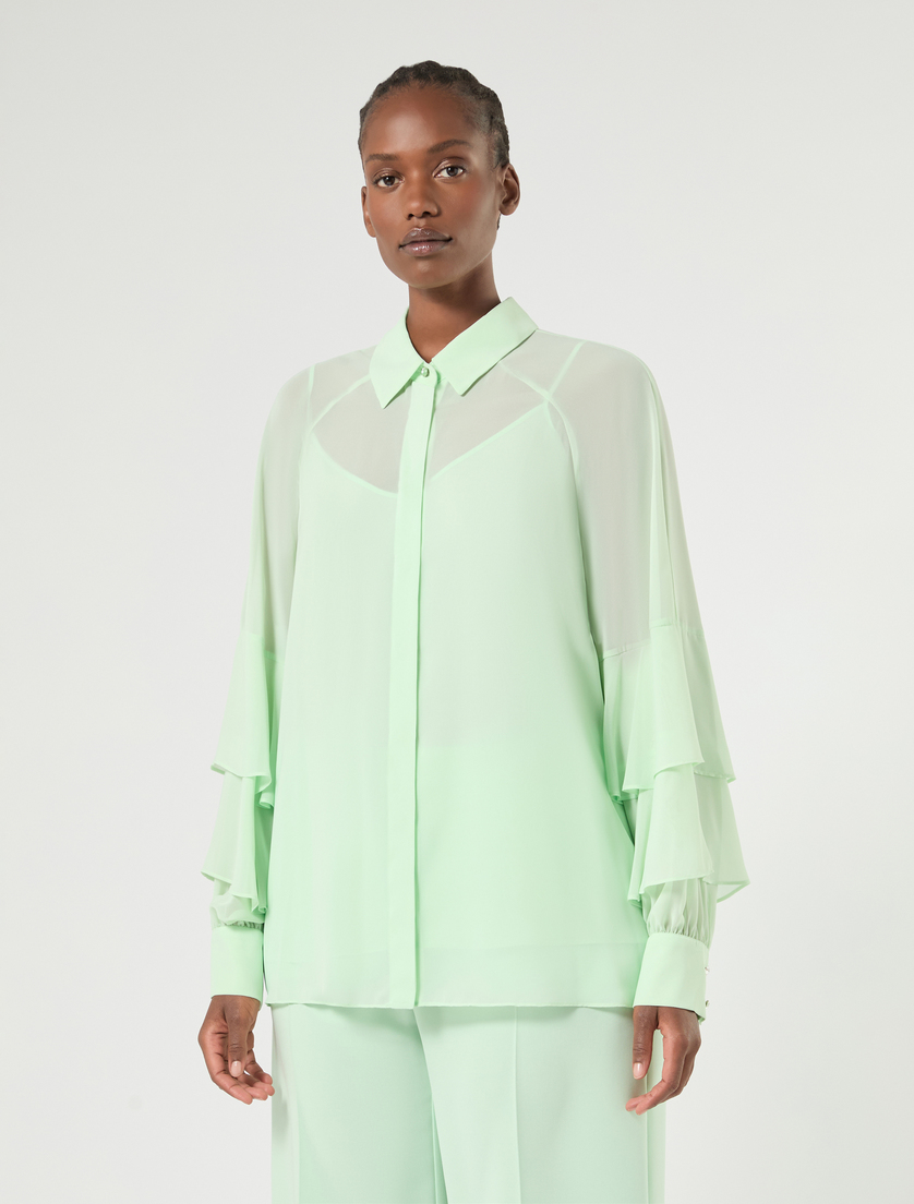 Crepe georgette shirt - PASTEL GREEN - Marina Rinaldi - 3