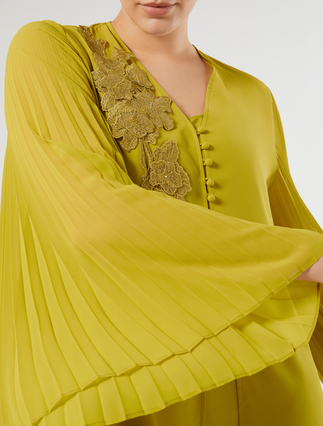 Crepe georgette tunic with macramé detail - OLIVE GREEN - Marina Rinaldi - 5