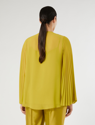 Crepe georgette tunic with macramé detail - OLIVE GREEN - Marina Rinaldi - 4