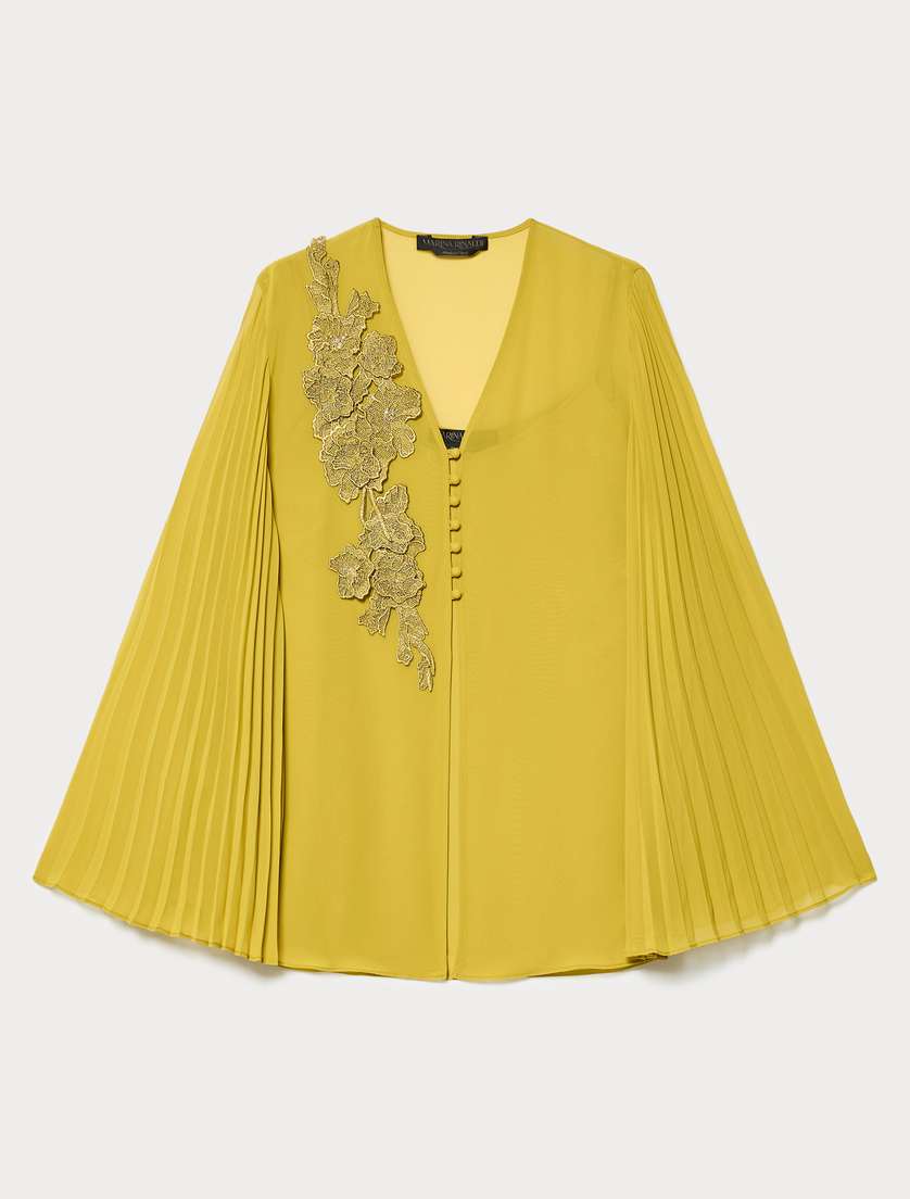 Casacca in crêpe georgette con macramè - VERDE OLIVA - Marina Rinaldi