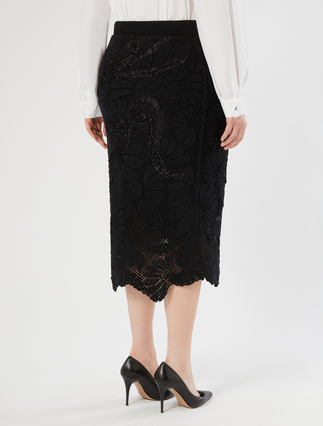 Macramé-embroidered skirt - BLACK - Marina Rinaldi - 4