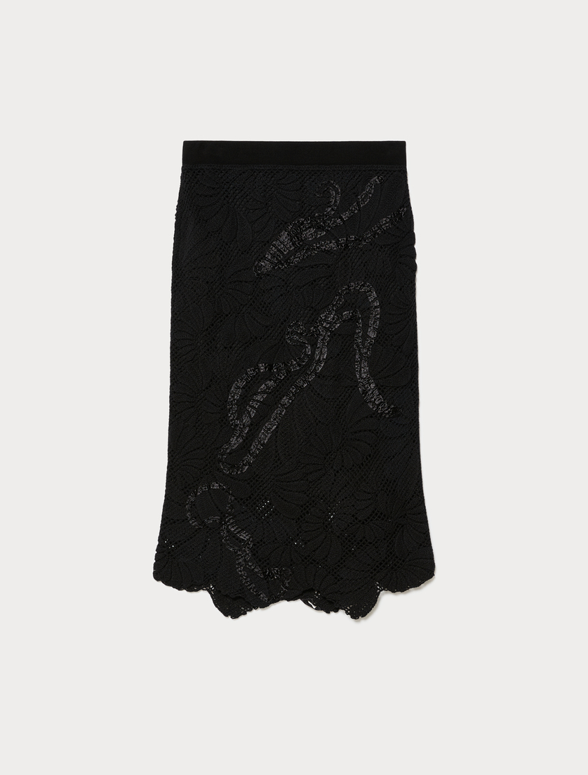 Rock mit Makramee-Stickerei - SCHWARZ - Marina Rinaldi