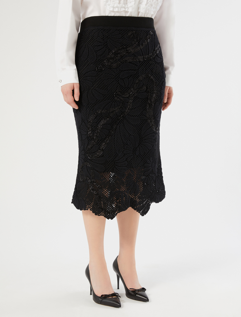 Rock mit Makramee-Stickerei - SCHWARZ - Marina Rinaldi - 3