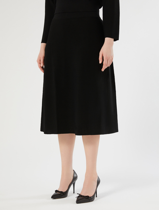 Viscose knit skirt - BLACK