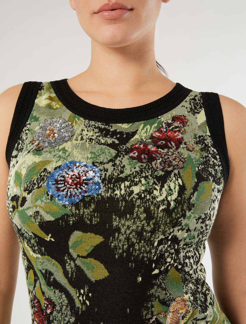 Embroidered jacquard dress - BLACK - Marina Rinaldi - 5