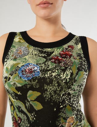 Embroidered jacquard dress - BLACK - Marina Rinaldi - 5