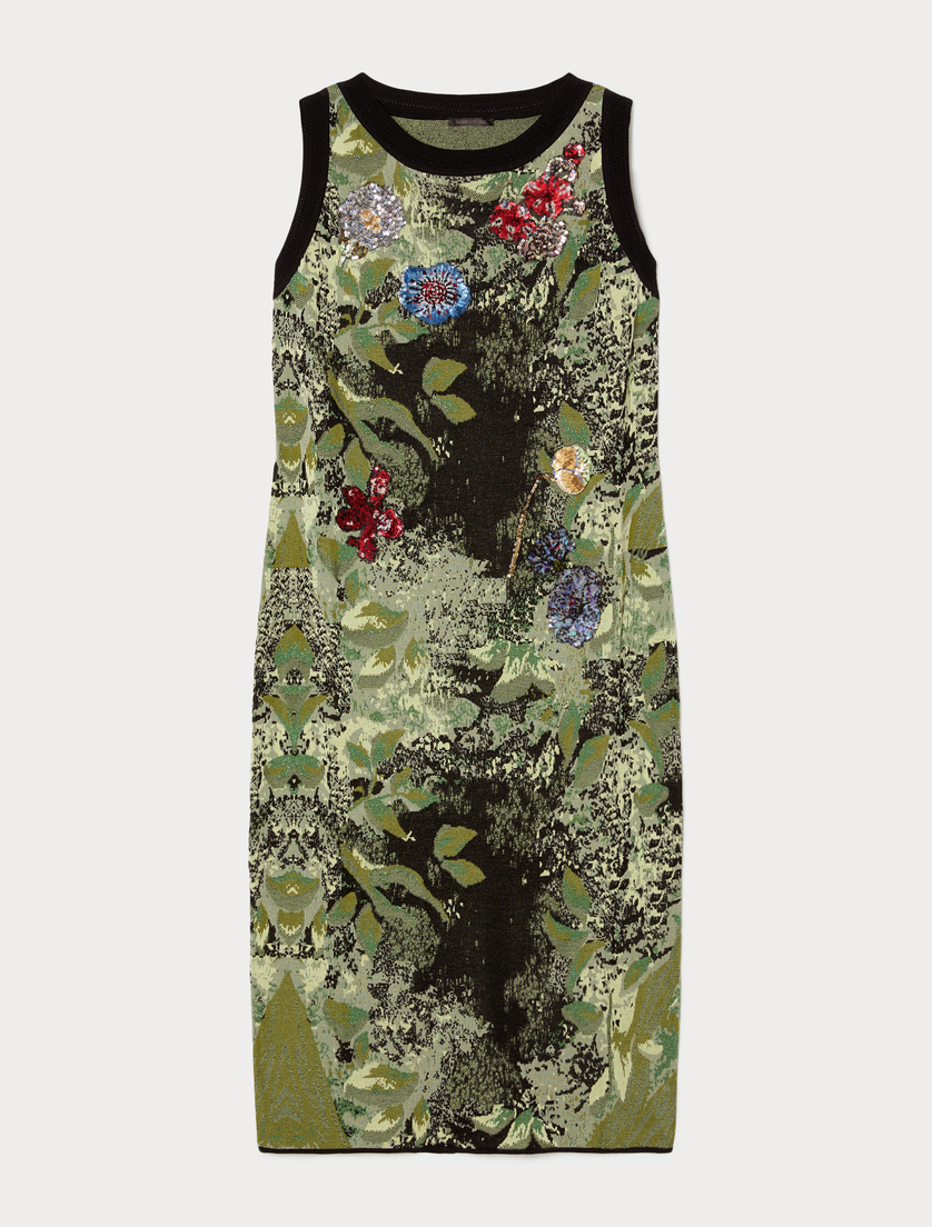 Embroidered jacquard dress - BLACK - Marina Rinaldi