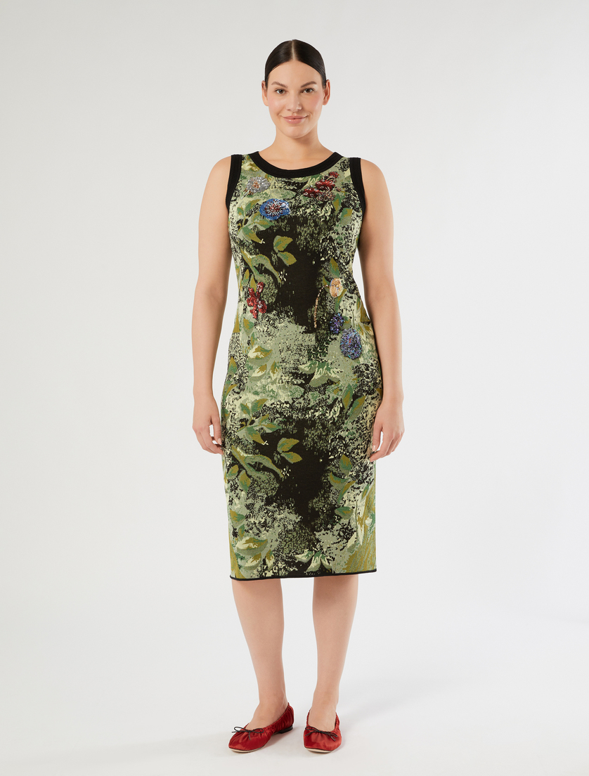 Embroidered jacquard dress - BLACK - Marina Rinaldi - 3