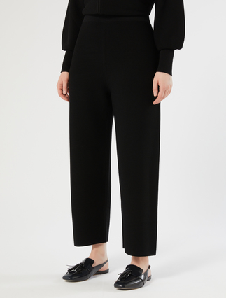 Viscose knit trousers - BLACK