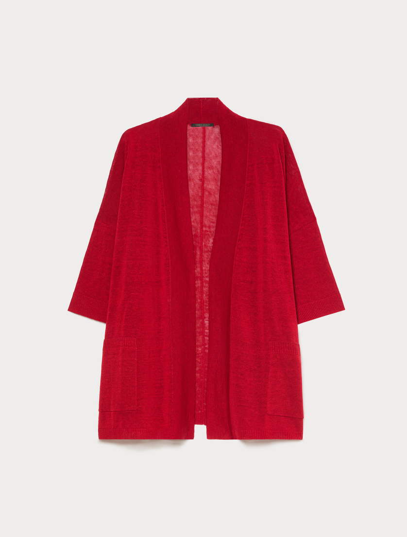 Linen-blend cardigan - CHERRY - Marina Rinaldi