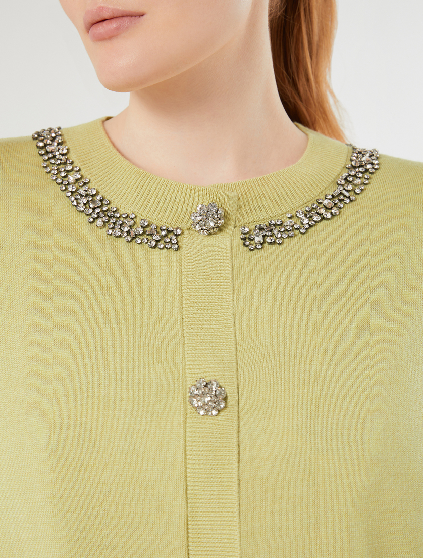Silk and cashmere cardigan - LIME - Marina Rinaldi - 5