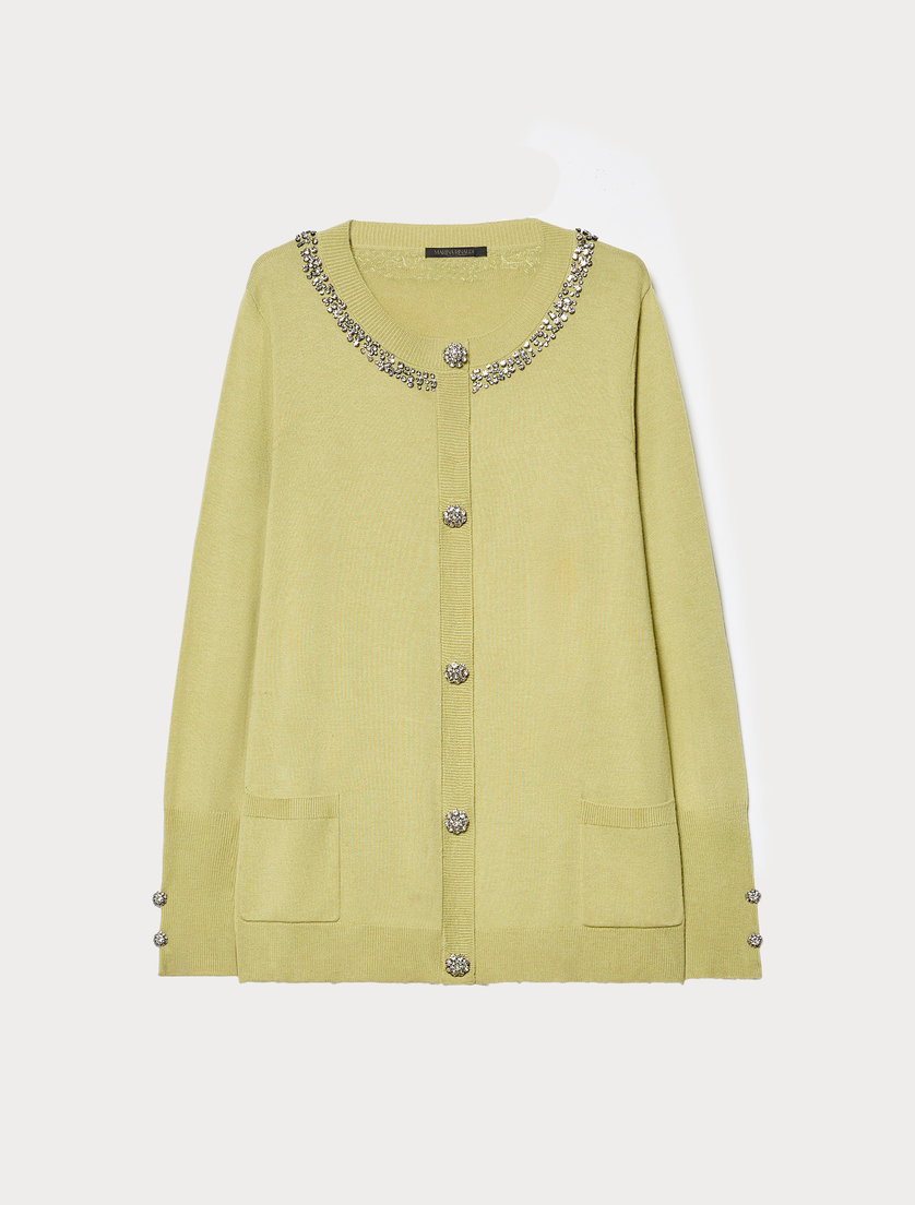 Silk and cashmere cardigan - LIME - Marina Rinaldi