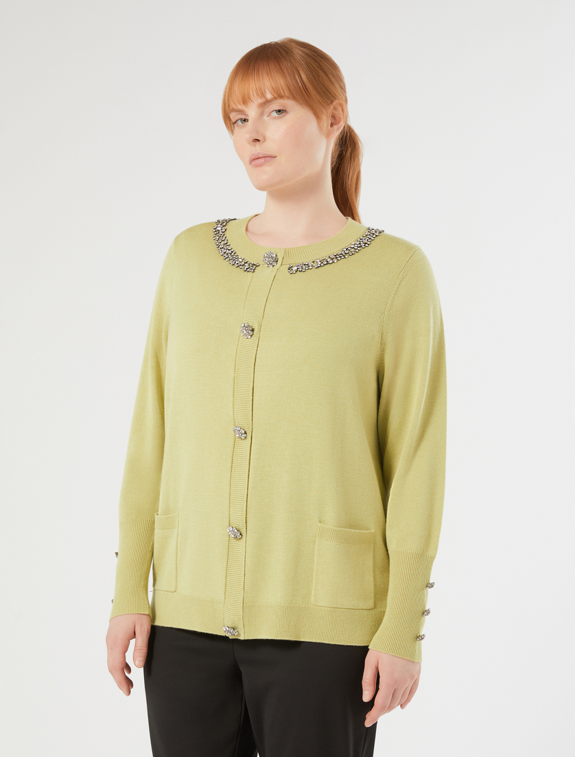 Silk and cashmere cardigan - LIME - Marina Rinaldi - 3