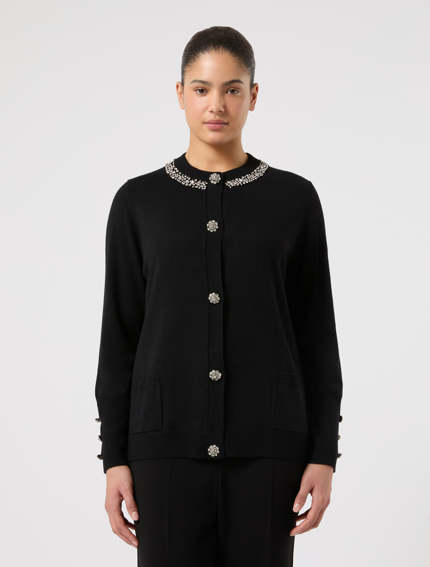 Cardigan in seta e cachemire - NERO - Marina Rinaldi - 3