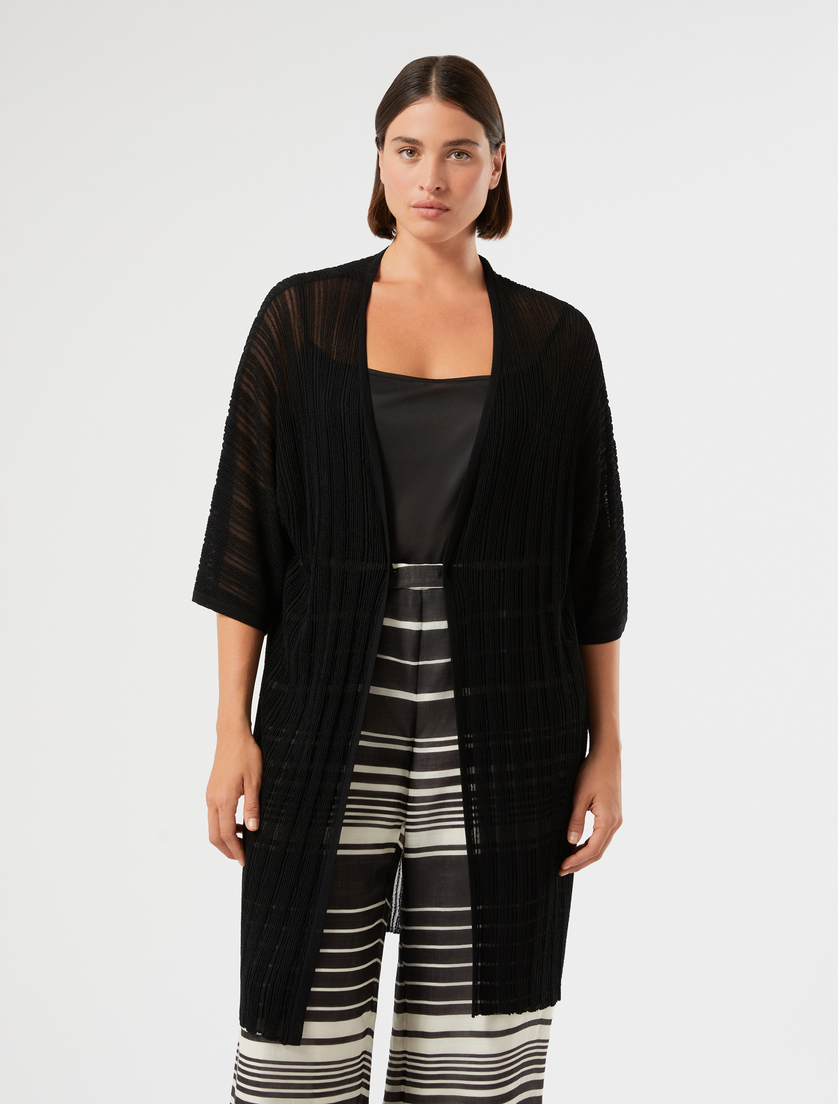 Cardigan aus Viskosekrepp - SCHWARZ - Marina Rinaldi - 3