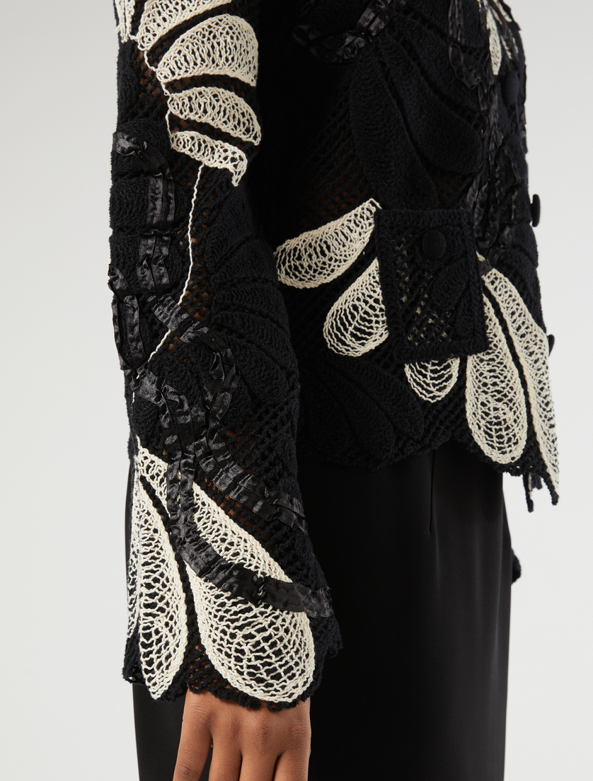 Embroidered cotton-blend cardigan - IVORY - Marina Rinaldi - 5