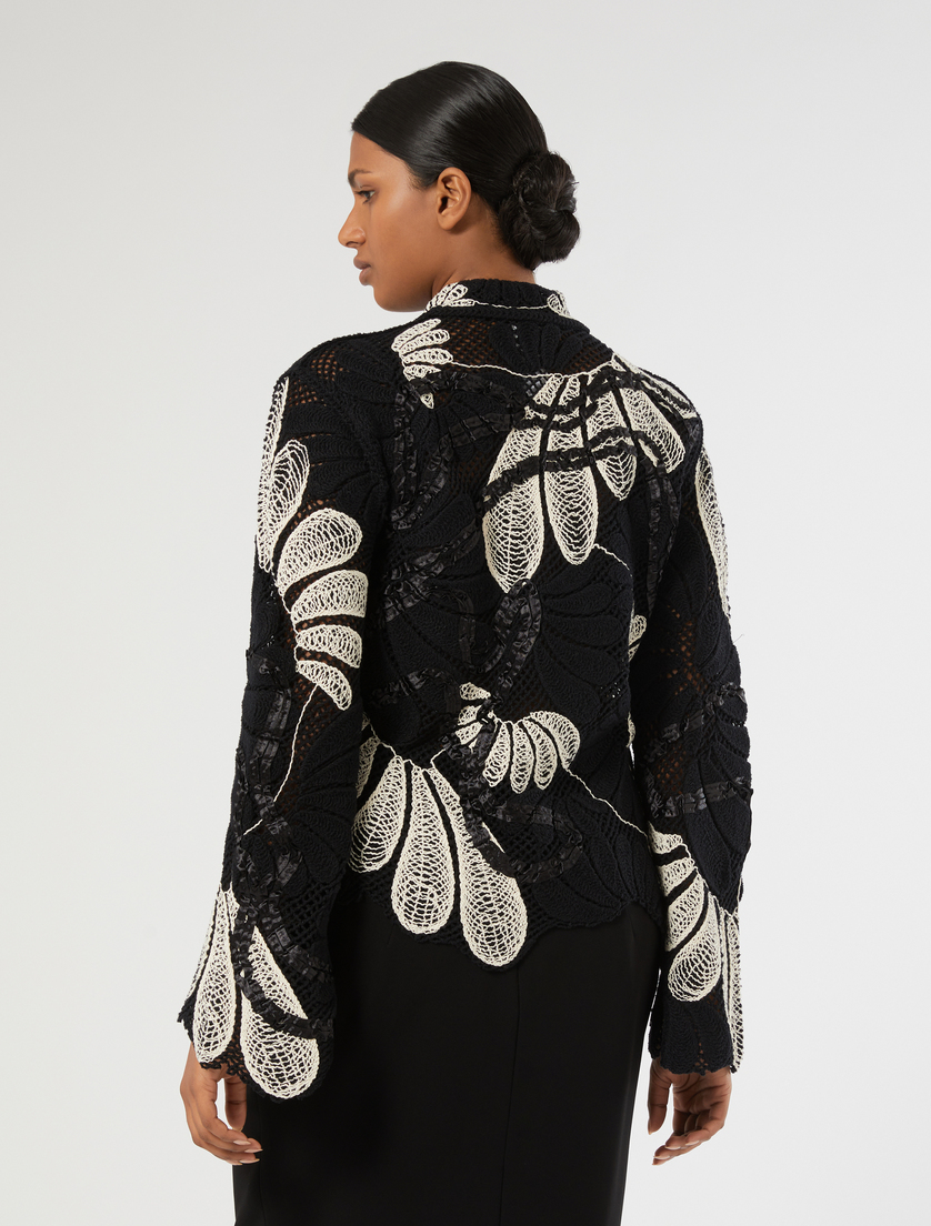 Embroidered cotton-blend cardigan - IVORY - Marina Rinaldi - 4