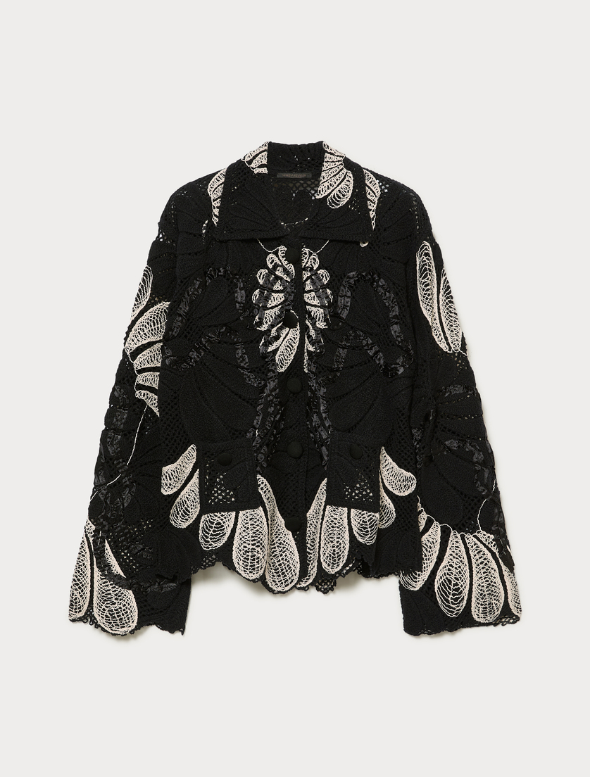 Embroidered cotton-blend cardigan - IVORY - Marina Rinaldi