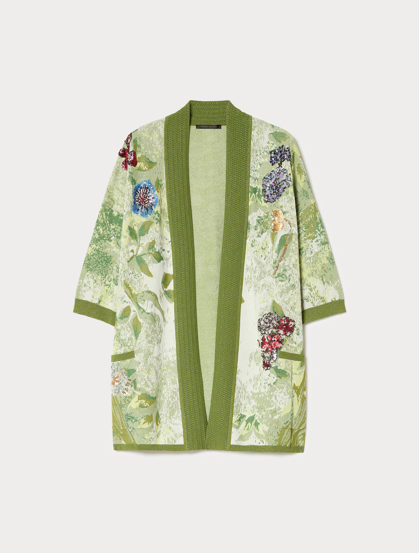 Kardigan żakardowy z haftem - BIAŁY - Marina Rinaldi