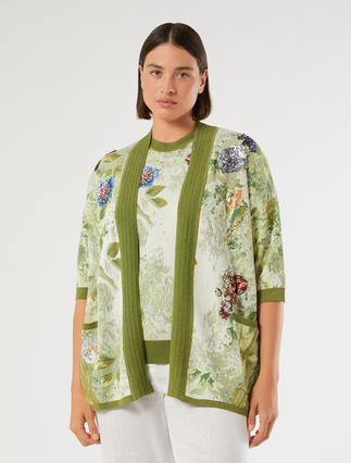 Embroidered jacquard cardigan - WHITE