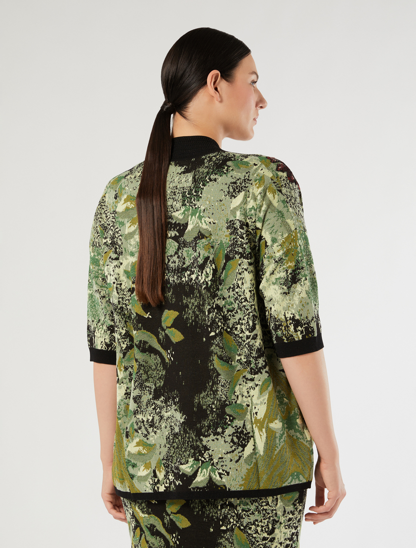 Embroidered jacquard cardigan - BLACK - Marina Rinaldi - 4