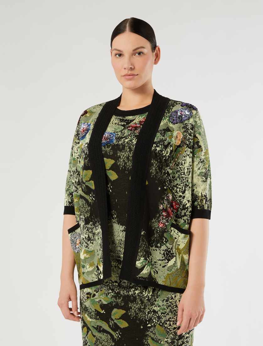 Embroidered jacquard cardigan - BLACK - Marina Rinaldi - 3