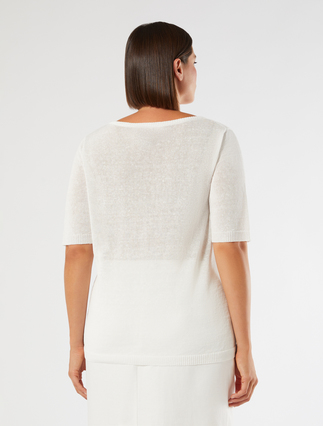 Linen-blend sweater - OPTICAL WHITE - Marina Rinaldi - 4