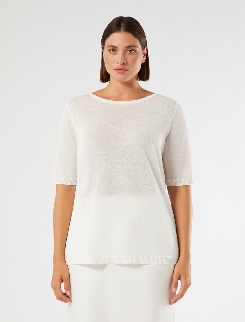Maglia in misto lino - BIANCO OTTICO - Marina Rinaldi - 3