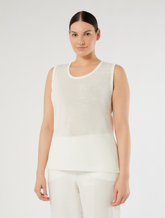 Top in misto lino - BIANCO OTTICO