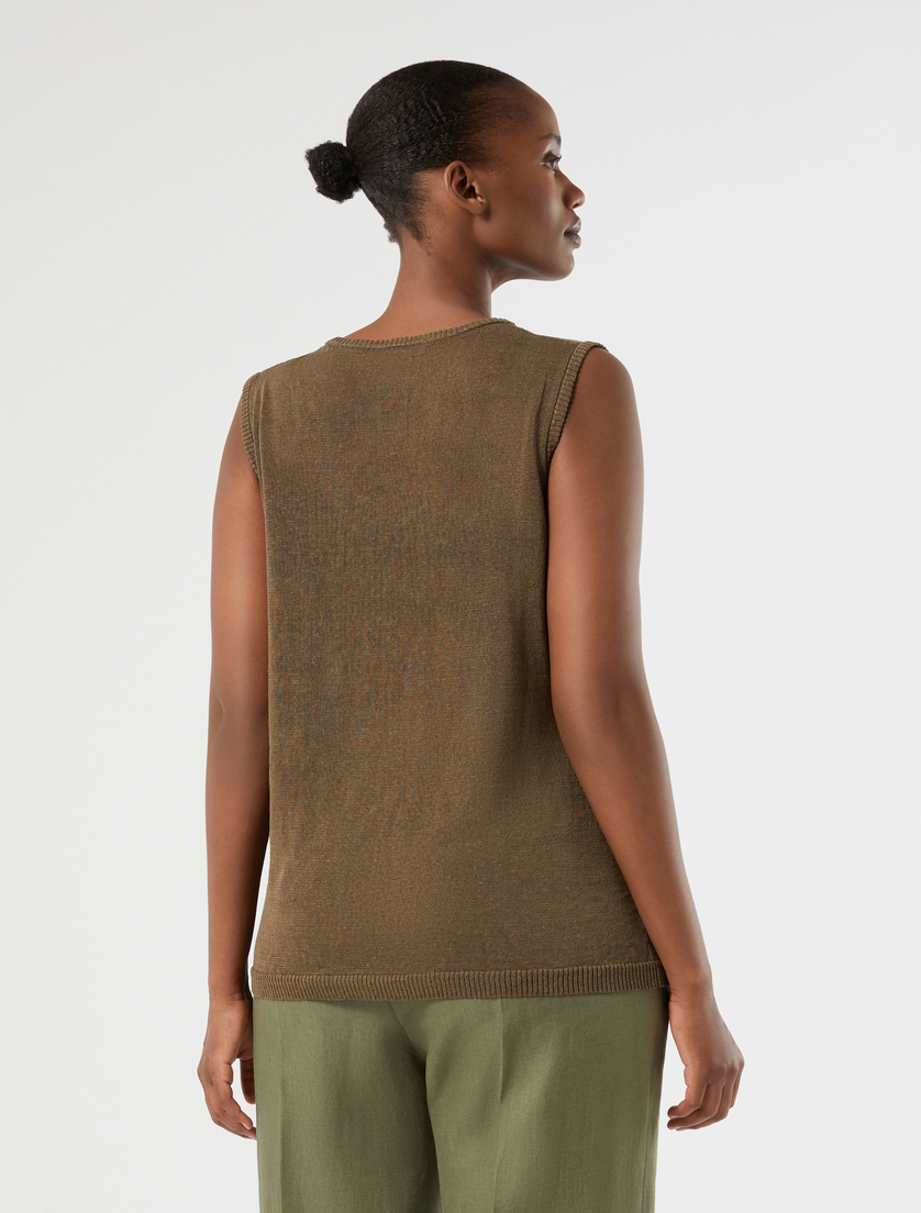 Linen-blend top - OLIVE GREEN - Marina Rinaldi - 4
