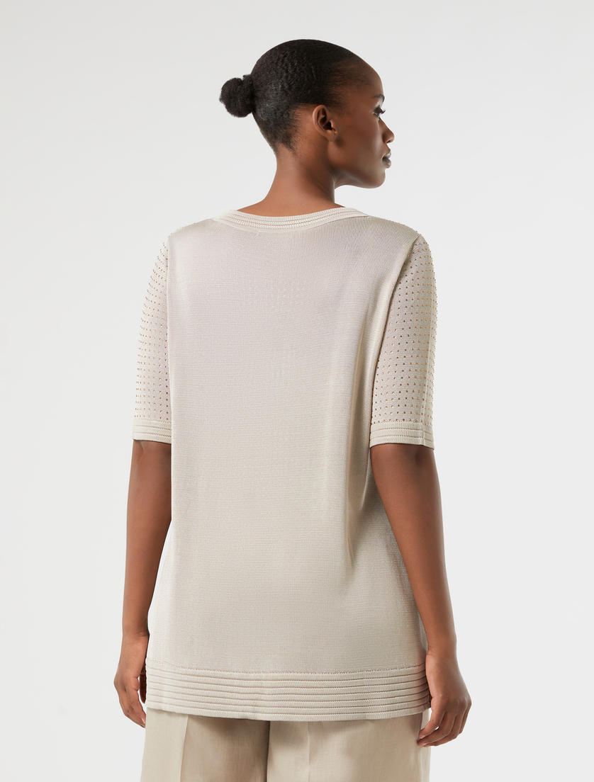 Rhinestone-adorned viscose sweater - BEIGE - Marina Rinaldi - 4